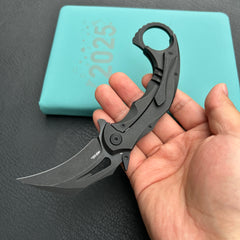 KB Knives KB271C Wrath Frame Lock Karambit Ti Handle w/ Diagonal Milling 2.52'' Blackwash M390