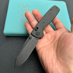 KB Knives KB383H Bluff Axis lock Folding Knife Black  Titanium Hanlde  3.19"  Blackwash M390 Blade