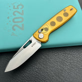 Kubey KU248E Bluff Axis lock Everyday Carry Folding Knife Ultem Handle 3.19" Sandblast 14C28N