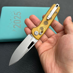 Kubey KU248E Bluff Axis lock Everyday Carry Folding Knife Ultem Handle 3.19" Sandblast 14C28N