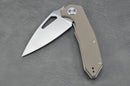 KUBEY KU122C Liner Lock Thumb Open Folding Knife Tan G10 Handle 3.11" Bead Blasted Stonewashed D2
