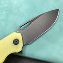 KUBEY KU322G  Liner Lock Flipper Folding Knife Yellow G10 Handle 3.39" Dark Stonewashed D2