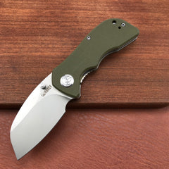 KUBEY Karaji KU180D Liner Lock Dual Thumb Studs Open Folding Pocket Knife Green G10 Handle 2.56" Bead Blasted D2