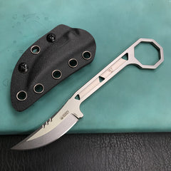KUBEY KU362 Hydra Design 12.7 Every Day Carry Fixed Blade Knife Skeletonized Handle 2.60" Blasted Stonewashed 14C28N