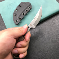 KUBEY KU362 Hydra Design 12.7 Every Day Carry Fixed Blade Knife Skeletonized Handle 2.60" Blasted Stonewashed 14C28N
