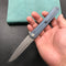 KUBEY  KB247D Dandy Frame Lock Flipper Knife Titanium Handle  3.94"Bead Blasted  S90V