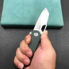 KUBEY KU332G Duroc Liner Lock Flipper Folding Knife OD Green G10 Handle 2.91" Blasted Stonewashed AUS-10