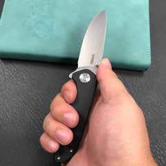 KUBEY KU342A Liner Lock Flipper Outdoor Pocket Knife Black G10 Handle Blasted Stonewashed AUS-10