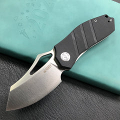 KUBEY KU335A EDC Folding Knife Black G10 Handle 2.95" Satin D2