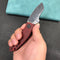 KUBEY KU337G Monsterdog Liner Lock Folding Knife Black & red G10 Handle 2.95" Damascus