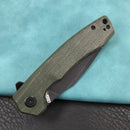 KUBEY  KU901  Liner Lock Flipper Folding Knife Green Micarta Handle 3.27" Black Stonewashe D2