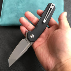 KUBEY KB237G Carve Nest Liner Lock Tactical Folding Knife Black G10 Handle 3.27''AUS-10