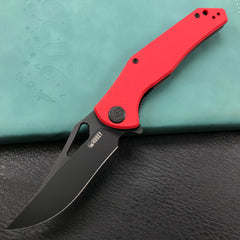 KUBEY KU149C Liner Lock Folding Pocket Knife Red G10 Handle 3.66" Dark Stonewashed D2