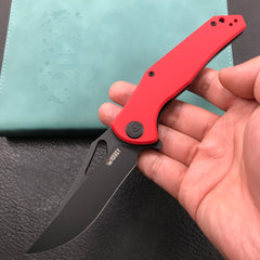 KUBEY KU149C Liner Lock Folding Pocket Knife Red G10 Handle 3.66" Dark Stonewashed D2