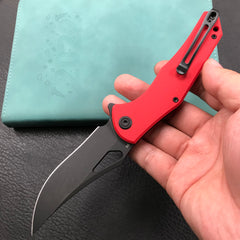 KUBEY KU149C Liner Lock Folding Pocket Knife Red G10 Handle 3.66" Dark Stonewashed D2