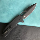 KUBEY KU316A RDF Pocket Knife with Button Lock, Full-Contoured Black G-10 Handle 3.11" Black Stonewashe AUS-10 Blade, Lightweight Hydra Designed Folding Knife for EDC