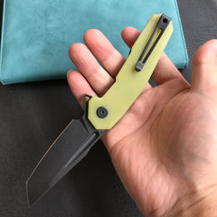 KUBEY KB237J Carve Nest Liner Lock Tactical Folding Knife Yellow G10 Handle 3.27'' Black Stonewashe AUS-10