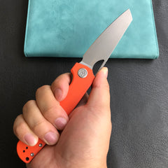 KUBEY KU365A Elang Liner Lock Folding Knife Orange G10 Handle 3.94" Bead Blasted Sheepsfoot AUS-10