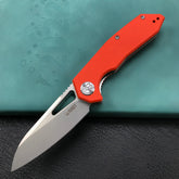 KUBEY KU291D Vagrant Liner Lock Folding Knife Orange G10 Handle 3.1" Blasted Stonewashed AUS-10