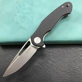KUBEY KU210E EDC Dugu Liner Lock Folding Knife Black G10 Handle  2.95" Bead Blasted 14C28N