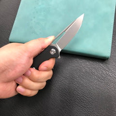 KUBEY KU210E EDC Dugu Liner Lock Folding Knife Black G10 Handle  2.95" Bead Blasted 14C28N