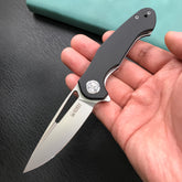 KUBEY KU210E EDC Dugu Liner Lock Folding Knife Black G10 Handle  2.95" Bead Blasted 14C28N