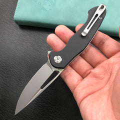 KUBEY KU210E EDC Dugu Liner Lock Folding Knife Black G10 Handle  2.95" Bead Blasted 14C28N