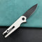 KUBEY KU233G EDC Wolverine Liner Lock Folding Pocket Knife White G10 Handle 2.95" Dark Stonewashed D2