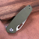 KUBEY KU322B Liner Lock Flipper Folding Knife Green G10 Handle 3.39" Blasted Stonewashed  D2