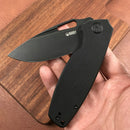 KUBEY  KU322C Liner Lock Flipper Folding Knife Black G10 Handle 3.39" Dark Stonewashed D2