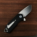 KUBEY KU203A Chubby Liner Lock EDC Flipper Knife Black G10 Handle (2.36"Sandblast D2)