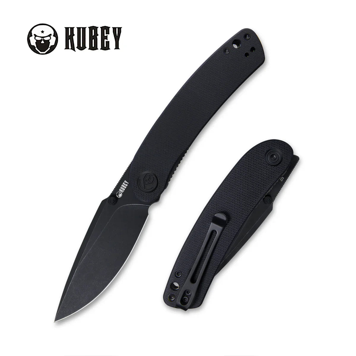 Kubey Knife Momentum KU344E Blackout G10 Linerlock Folder – Dark Stonewashed D2 Drop Point EDC Folding Knife with Ceramic Ball Bearings