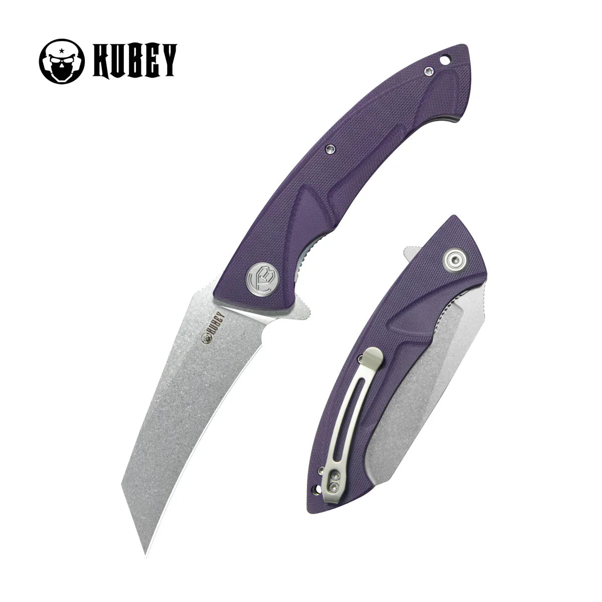 Kubey Knife Anteater KU212N Purple G10 Linerlock Folder – Sandblast 14C28N Tanto Blade EDC & Outdoor Folding Knife with Ceramic Bearings