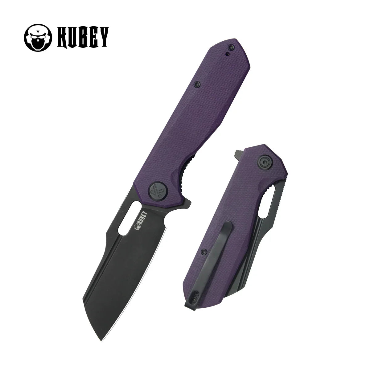 Kubey Knife Atlas KU328M Purple G10 Linerlock Folder – Blackwash 14C28N Sheepsfoot EDC & Outdoor Folding Knife with Ceramic Ball Bearings