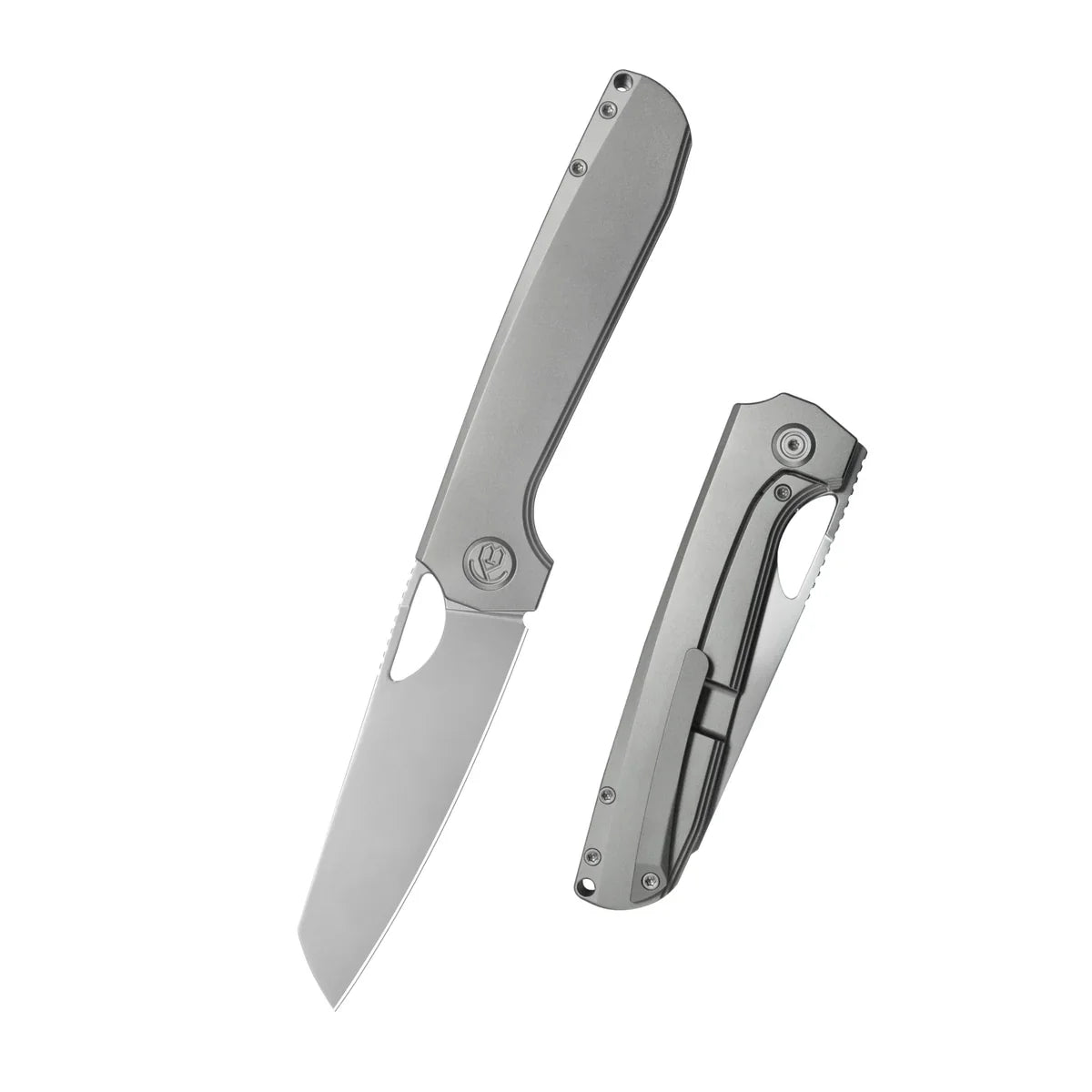 KB KNIVES Elang KB339A Sandblast Titanium Framelock Folder – Silver Bead Blast S35VN Sheepsfoot Tactical & EDC Folding Knife with Ceramic Ball Bearings