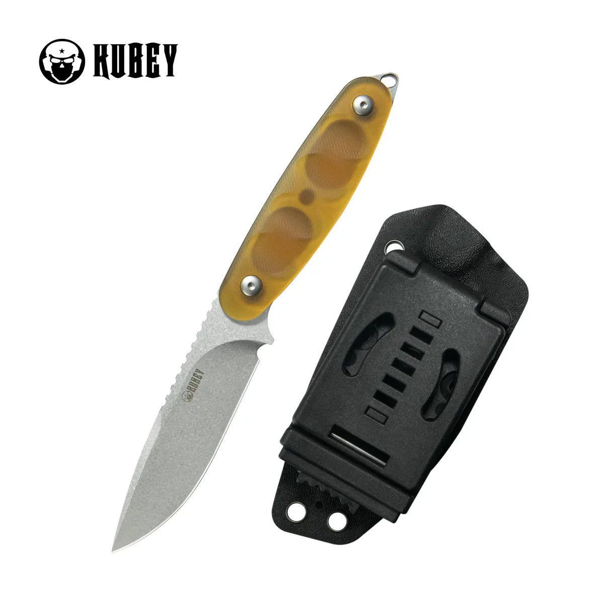 Kubey Knife Civet KU425B Ultem Full Tang Fixed Blade – Beadblast 14C28N Drop Point EDC & Outdoor Knife with Kydex Tek-Lok Sheath