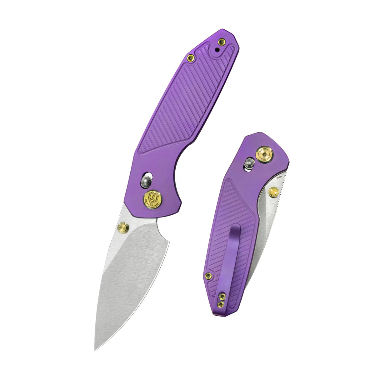 KB KNIVES Aero KB488C Crossbar‑Lock Folder – Purple Anodized Titanium with Diagonal Milling, 2.91‑Inch Satin Bohler‑M390 Drop‑Point Lightweight EDC Knife