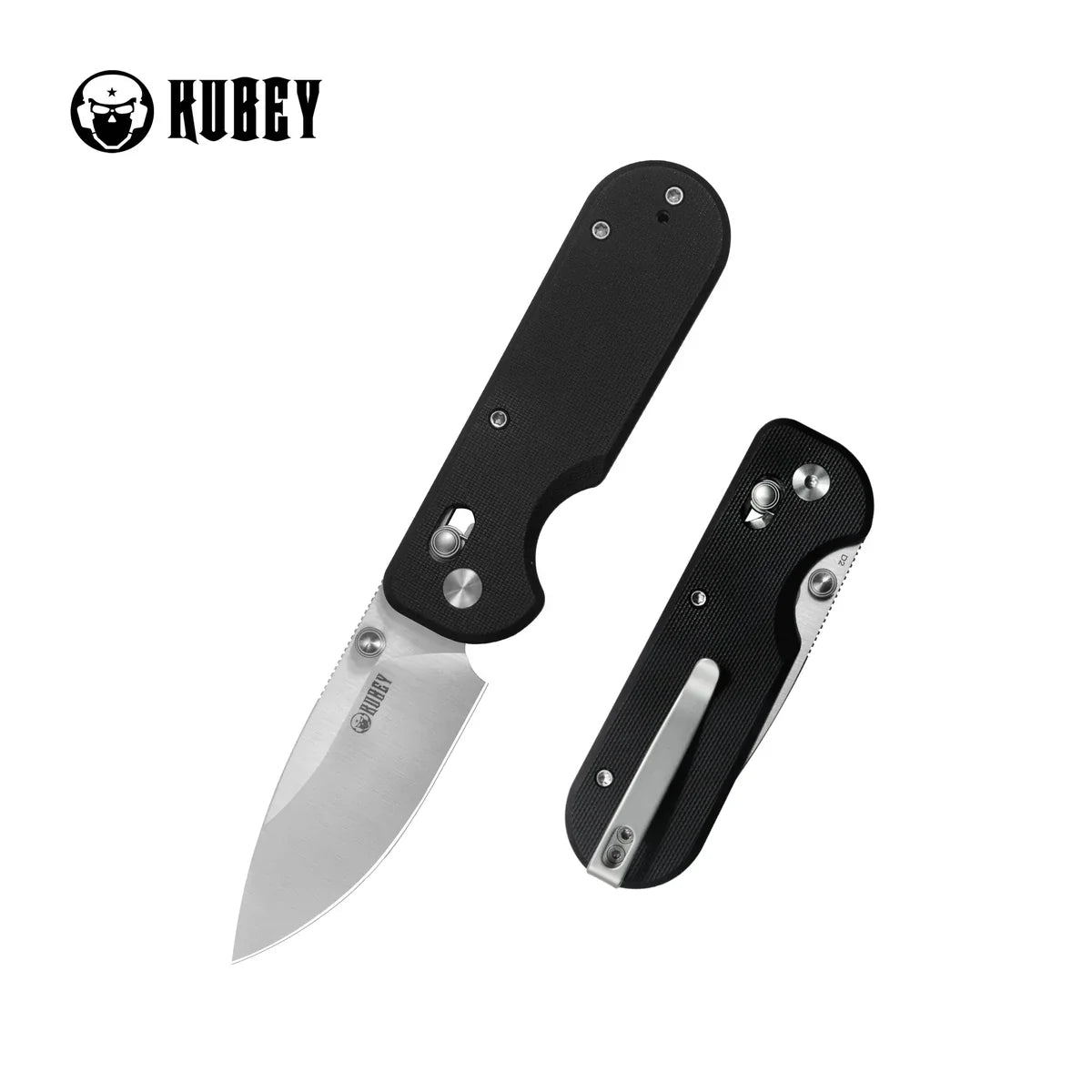 Kubey Knife Bedrock KU505A Black G10 Crossbar Lock Folder – Satin D2 Drop Point EDC & Outdoor Folding Knife with Phosphor Bronze Washers