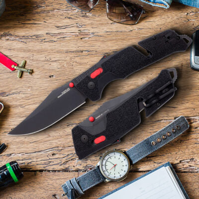 Black and Red SOG Trident AT a stylish tool for lots of situations