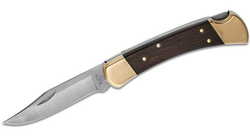 Buck 110 Folding Hunter 3.75" Blade, Ebony Wood Handles, Lockback, Leather Sheath Folding Knife