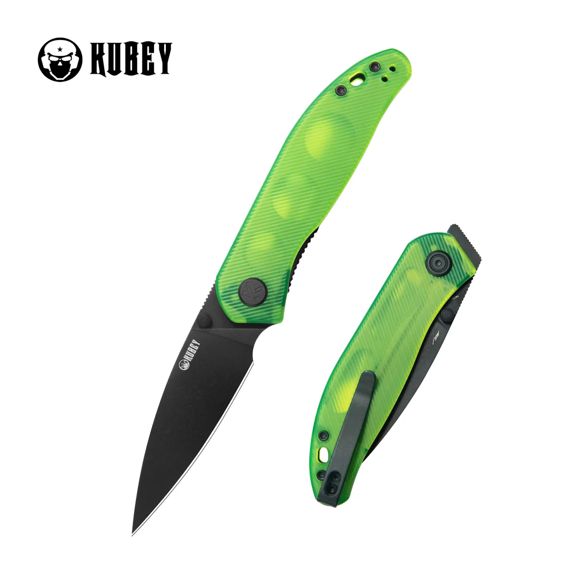 KUBEY knife SNUG KU408H  Glow Green Polycarbonate Linerlock Best lightweight EDC folding knife for keychain