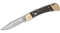 Buck 110 AUTO Folding Hunter 3.75" Plain Blade, Ebony Wood Handles, Leather Sheath Automatic Knife
