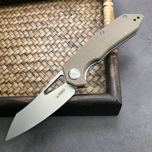 KUBEY KU291B New Vagrant Liner Lock Folding Knife Tan G10 Handle