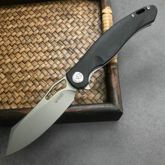 KUBEY KB239E Drake Lliner Lock Folding Knife Black G10Handle 3.74'' Bead Blasted Stonewashed 14C28N