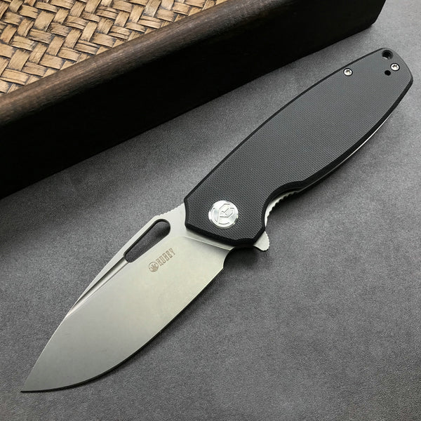 KUBEY KU322A Liner Lock Flipper Folding Knife Black G10 Handle