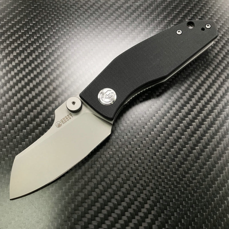 KUBEY KU337A Monsterdog Folding Knife  black G10 Handle(2.95"  Sand Blast Stone Wash 14C28N)