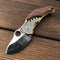 KUBEY Bonnie DM146 Small Folding Knife [1.8" VG10 Damascus, Drop Point, Wooden] 