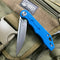 KUBEY KU2101B Mizo Liner Lock Front Flipper Folding Knife Blue G10 Handle 3.15" Satin 14C28N