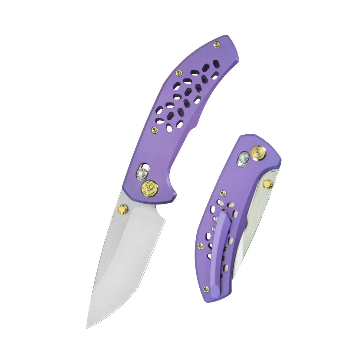 KB KNIVES Trillium KB326B Blurple Ano Titanium Crossbar Lock Folder – Belt Satin Bohler M390 Drop Point Premium EDC Knife with Phosphor Bronze Washers