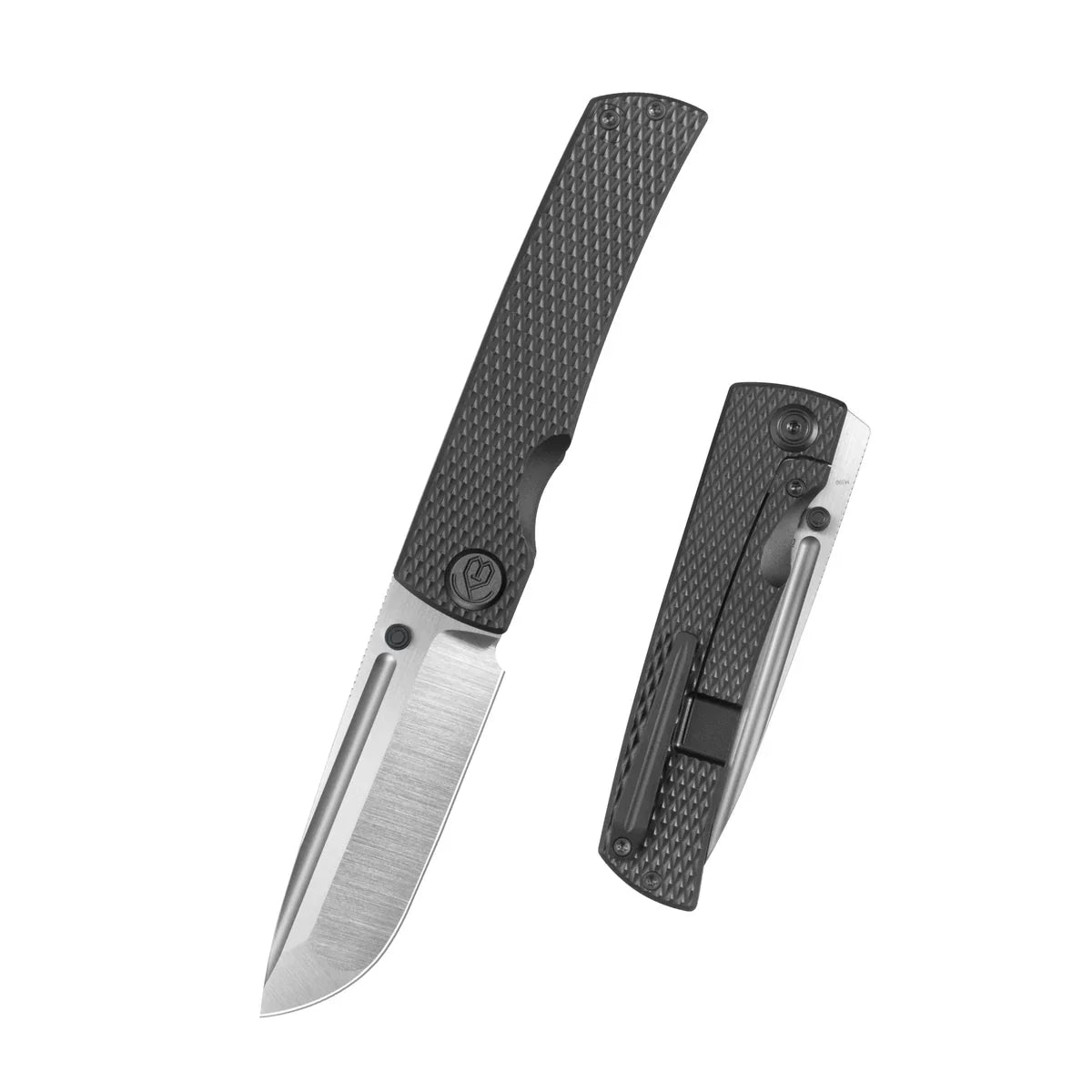 KB KNIVES Mosquito KB409C Frame‑Lock Folder – DLC‑Coated Titanium with Diamond Milling,3.46‑Inch Belt‑Satin Bohler‑M390 Drop‑Point Knife for EDC and Tactical Use